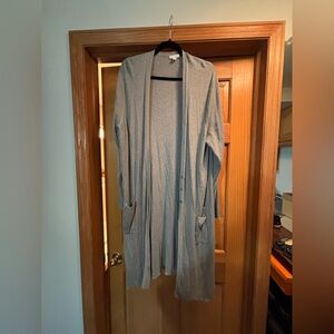 Gray Long Cardigan with Pockets Jjill Size XL